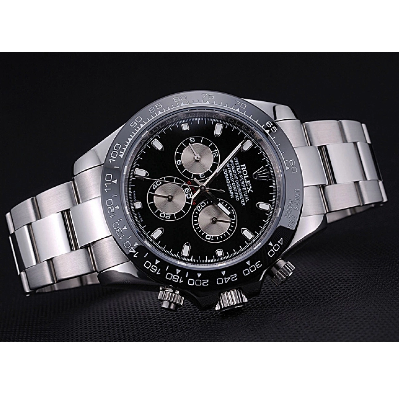 MiroTime 0724 Rolex Cosmograph Daytona Black Dial Stainless Steel Bracelet 622543